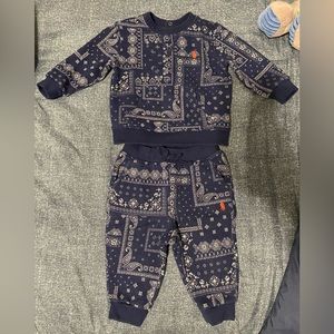 Ralph Lauren Baby Boy Blue Bandana Fleece Sweatshirt and Pant Set 6M